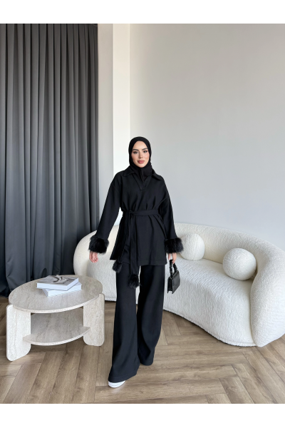 Rorys Kürk Detaylı Takım - Siyah